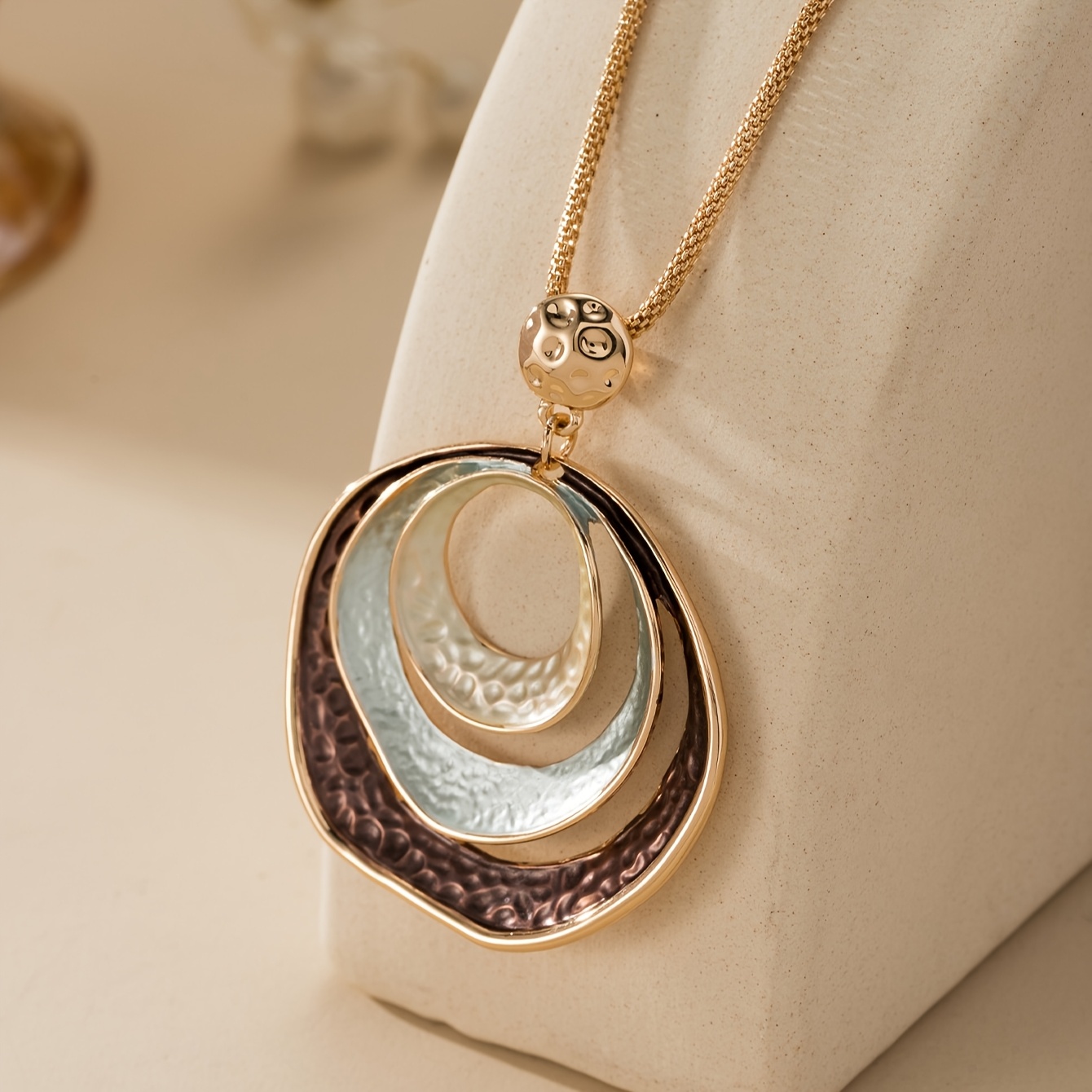 Zinc Alloy Simple Circular Geometric Pendant Necklace